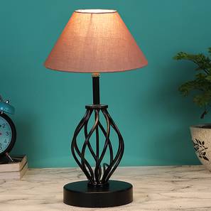 Table Lamps In New Delhi Design Lena Grey Cotton Table Lamp With Iron Base (Grey)