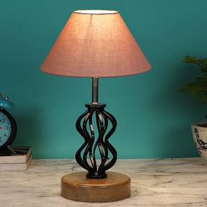 Table Lamps In New Delhi Design Gracelyn Grey Cotton Table Lamp With Wood And Iron Base (Grey)