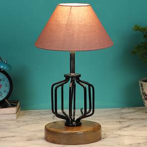 devansh Rylie Grey Cotton Table Lamp With Wood And Iron Base-picture-17