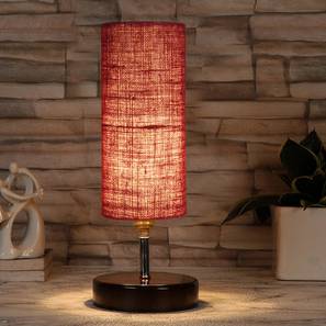 devansh Kirby Maroon Jute Table Lamp With Brown Wood Base-picture-10