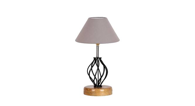 Alivia Grey Cotton Table Lamp With Wood & Iron Base (Grey) by Urban Ladder - Front View Design 1 - 743127