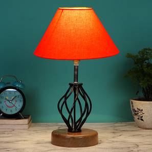 devansh Angela Orange Cotton Table Lamp With Wood & Iron Base-picture-18