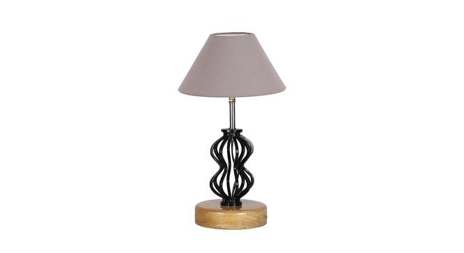 Gracelyn Grey Cotton Table Lamp With Wood And Iron Base (Grey) by Urban Ladder - Front View Design 1 - 743137