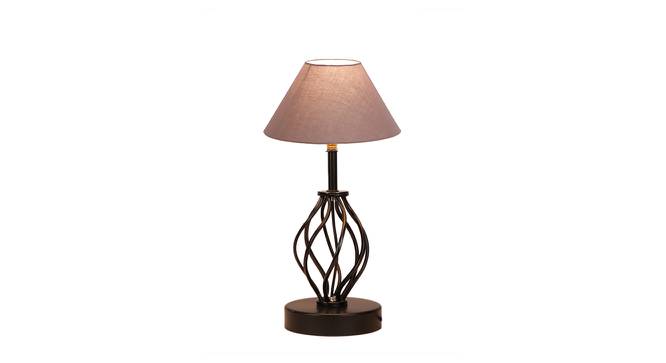 Lena Grey Cotton Table Lamp With Iron Base (Grey) by Urban Ladder - Design 1 Side View - 743165