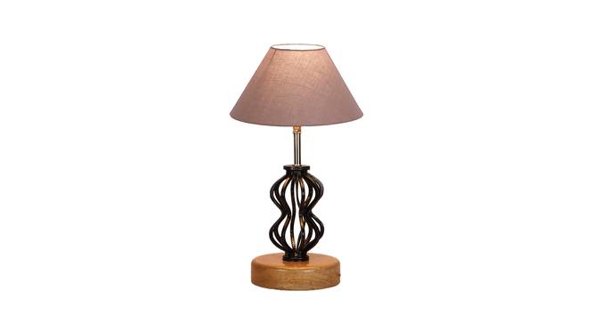Gracelyn Grey Cotton Table Lamp With Wood And Iron Base (Grey) by Urban Ladder - Design 1 Side View - 743172