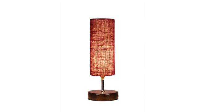 Kirby Maroon Jute Table Lamp With Brown Wood Base (Maroon) by Urban Ladder - Design 1 Side View - 743190