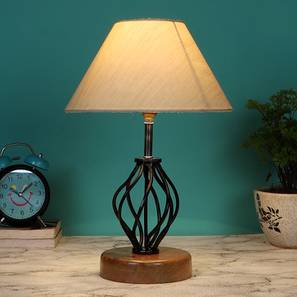 Table Lamps Design Nyla Off-White Cotton Table Lamp With Wood & Iron Base (White)