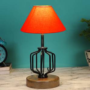 devansh Celeste Orange Cotton Table Lamp With Wood And Iron Base-picture-13