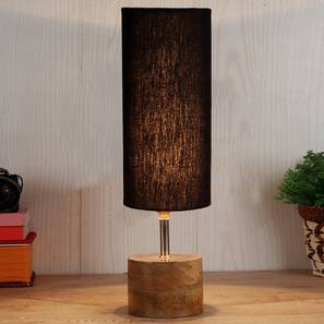 Aliyah Black cotton & solid wood table lamp-image-10