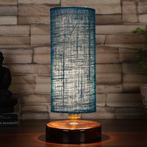 Skeeter Turquoise Jute lamp with brown wood base-image-4