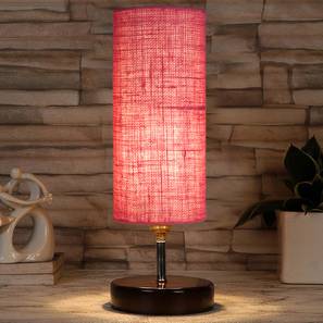 Kipper Pink Jute Table Lamp With Brown Wood Base-image-8