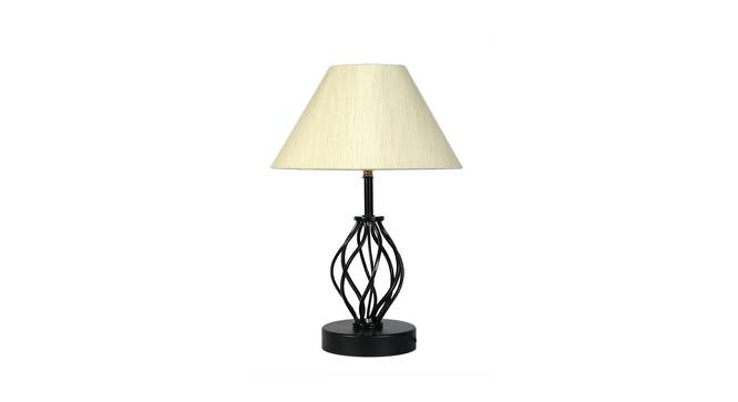 Jane Off-White Cotton Table Lamp With Iron Base (White) by Urban Ladder - Front View Design 1 - 743298