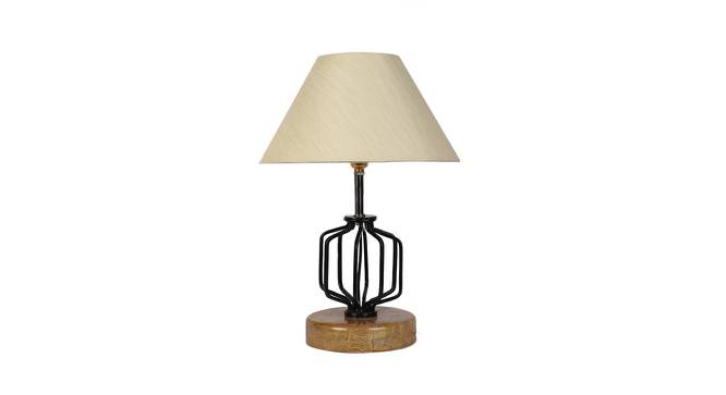 Samara Off-White Cotton Table Lamp With Wood And Iron Base (White) by Urban Ladder - Front View Design 1 - 743301