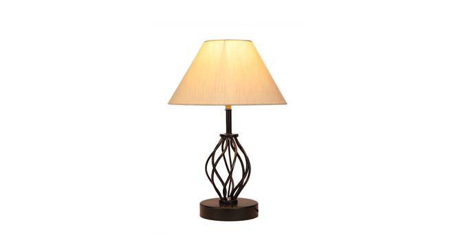 Jane Off-White Cotton Table Lamp With Iron Base (White) by Urban Ladder - Design 1 Side View - 743332