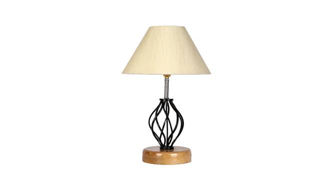 Nyla Off-White Cotton Table Lamp With Wood & Iron Base (White) by Urban Ladder - Front View Design 1 - 743338