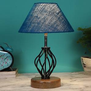 Table Lamps In Gurgaon Design Malia Turquoise Jute Table lamp with Wood & Iron Base (Turquoise)