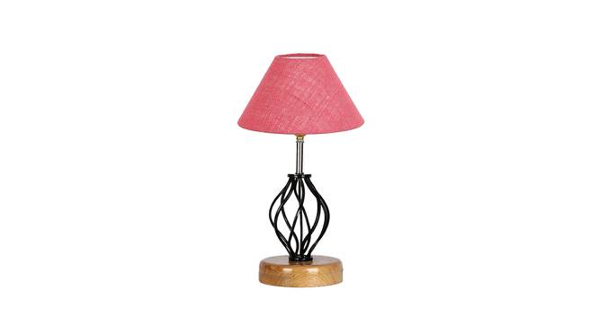 Phoebe Pink Jute Table Lamp With Wood & Iron Base (Pink) by Urban Ladder - Front View Design 1 - 743476