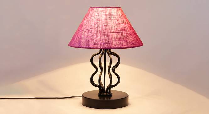 Mya Pink Jute Shade Iron Table Lamp (Pink) by Urban Ladder - Design 1 Side View - 743495