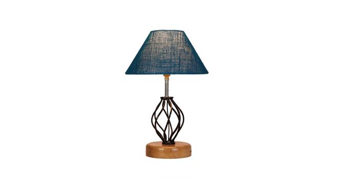 Malia Turquoise Jute Table Lamp With Wood & Iron Base (Blue) by Urban Ladder - Design 1 Side View - 743499