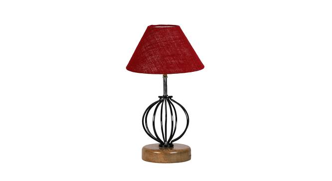 Kiara Maroon Jute Table Lamp With Wood & Iron Base (Maroon) by Urban Ladder - Front View Design 1 - 743561