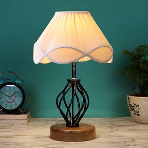 Evangeline Vintage Off-White Shade Table Lamp With Wood & Iron Base-image-3