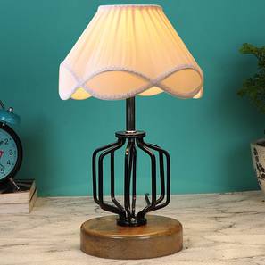 Collins Vintage Off-White Shade Table Lamp With Wood And Iron Base-image-23