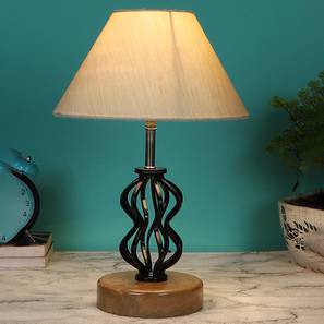 Table Lamps Design Lilith Off-White Cotton Table Lamp With Wood And Iron Base (White)