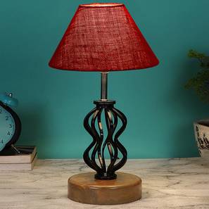 devansh Madilyn Maroon Jute Table lamp with Wood & Iron Base-picture-19