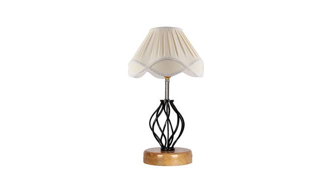 Evangeline Vintage Off-White Shade Table Lamp With Wood & Iron Base (White) by Urban Ladder - Front View Design 1 - 743655