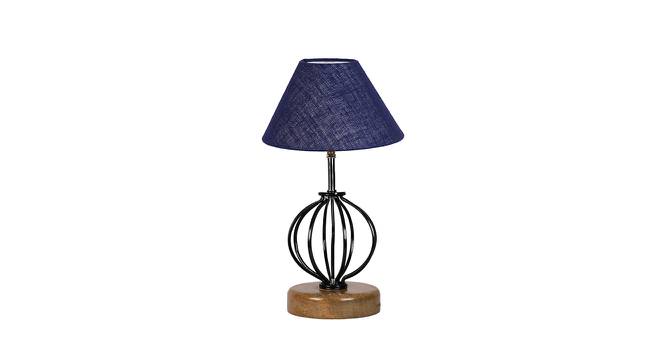 Alexis Blue Jute Table Lamp With Wood And Iron Base (Blue) by Urban Ladder - Front View Design 1 - 743660