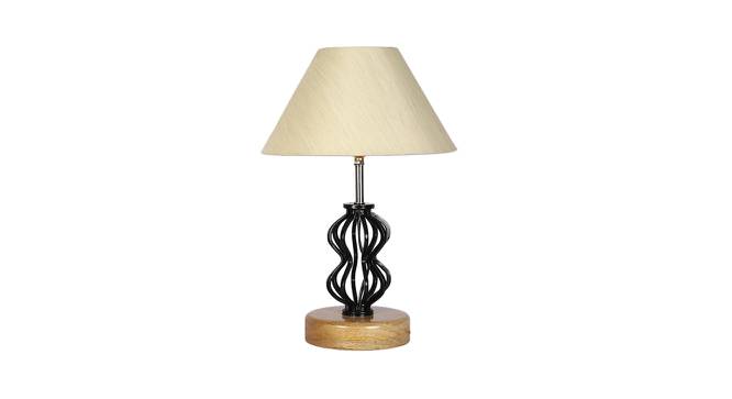 Lilith Off-White Cotton Table Lamp With Wood And Iron Base (White) by Urban Ladder - Front View Design 1 - 743667