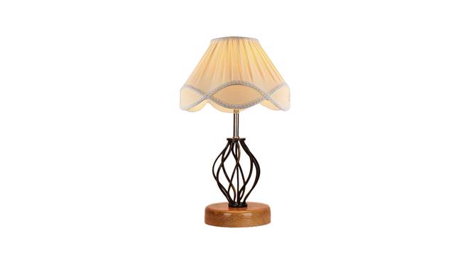 Evangeline Vintage Off-White Shade Table Lamp With Wood & Iron Base (White) by Urban Ladder - Design 1 Side View - 743674