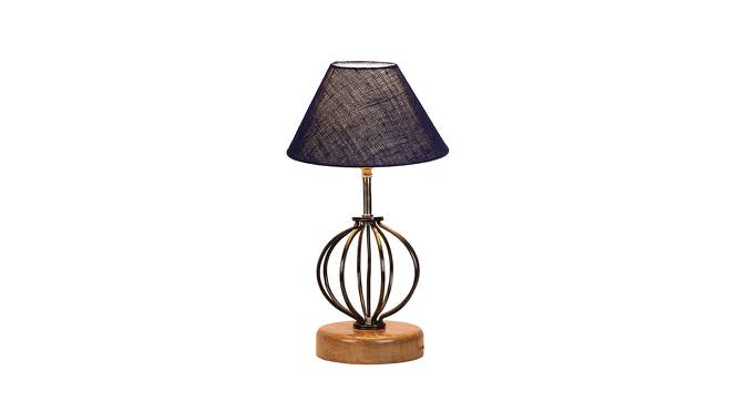 Alexis Blue Jute Table Lamp With Wood And Iron Base (Blue) by Urban Ladder - Design 1 Side View - 743679