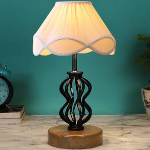 devansh Giselle Vintage Off-White Shade Table Lamp With Wood And Iron Base-picture-17