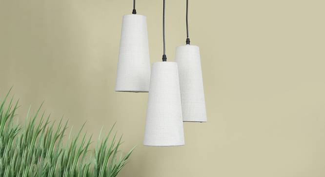 Quinn White conical Jute Cluster Hanging lamp by Urban Ladder - Design 1 Side View - 743874