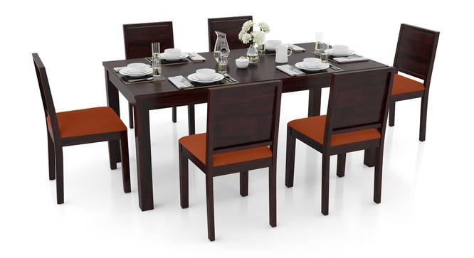 Arabia - Oribi 6 Seater Dining Table Set (Mahogany Finish, Burnt Orange) by Urban Ladder - Close View - 743954