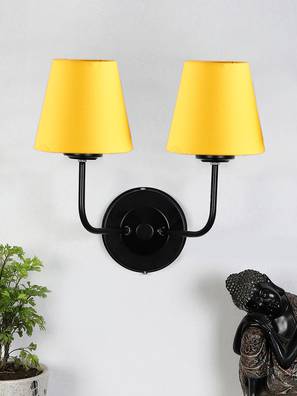 Arlo Dual Yellow Cotton Wall Mounted Lamp Iron Base-image-42