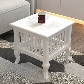 wooden twist Mango Solid Wood Side Table in White Finish-picture-10