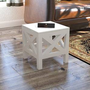 wooden twist Handcrafted Solid Wood Side Table in White Finish-picture-18