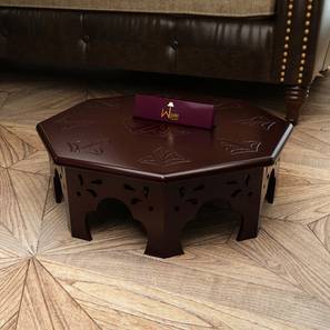 Wooden Chowki Octagonal Shape In Walnut Finish-image-35