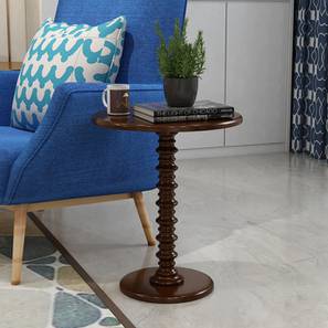 Round Solid Wood Side Table in Walnut Finish-image-45