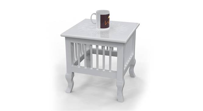 Mango Wood Walnut Finish Handmade Carving Classic Side Table for Living Room AFR7371 (White Finish) by Urban Ladder - Front View Design 1 - 744010