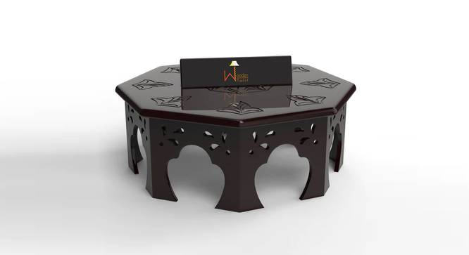 Wooden Chowki Octagonal Shape In Walnut Finish (Brown) by Urban Ladder - Front View Design 1 - 744014