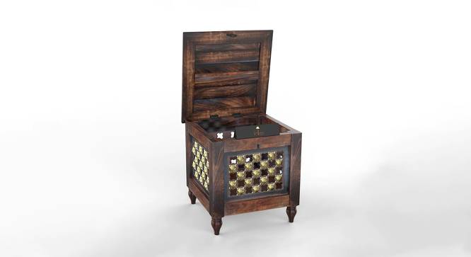 Beautiful Antique Wooden Stool with Storage for Living and Bedroom AFR7340 (Brown Finish) by Urban Ladder - Design 1 Side View - 744029