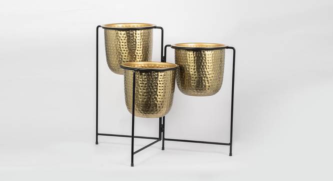 U-Krisha Three In One Gold & Black Planter (Multicolor) by Urban Ladder - Front View Design 1 - 746811