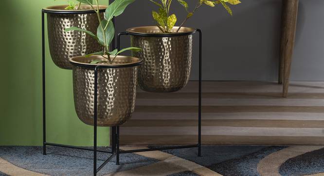 U-Krisha Three In One Gold & Black Planter (Multicolor) by Urban Ladder - Design 1 Side View - 746828