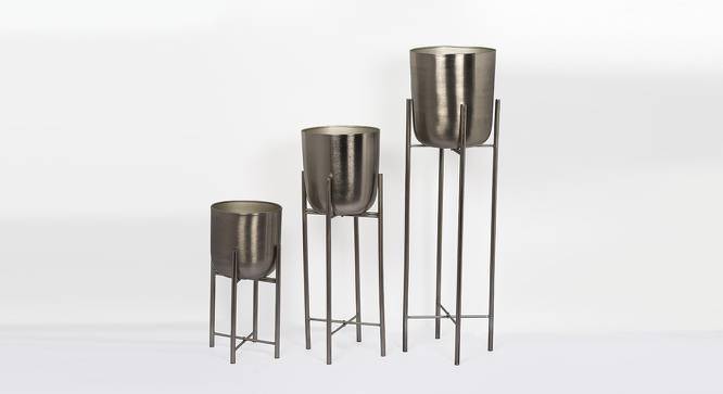 U-Amrita Gunmetal Planter Set Of 3 (Multicolor) by Urban Ladder - Front View Design 1 - 746888