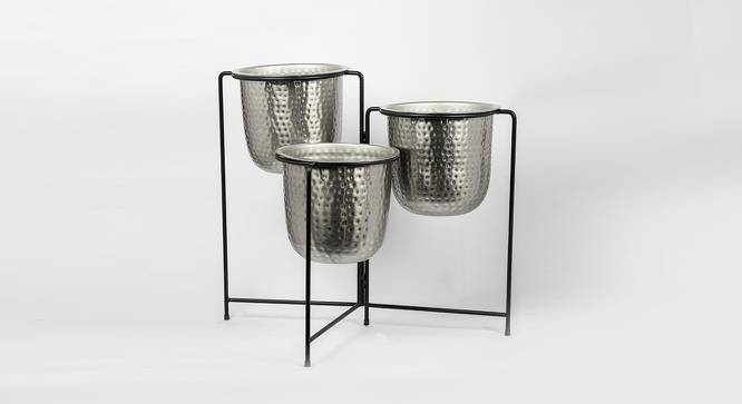 U-Krisha Three In One Gunmetal & Black Planter (Multicolor) by Urban Ladder - Front View Design 1 - 746896