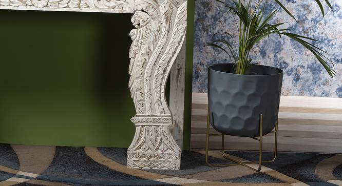 U-Ekta Grey &Gold Planter Set Of 2 (Multicolor) by Urban Ladder - Design 1 Side View - 746929