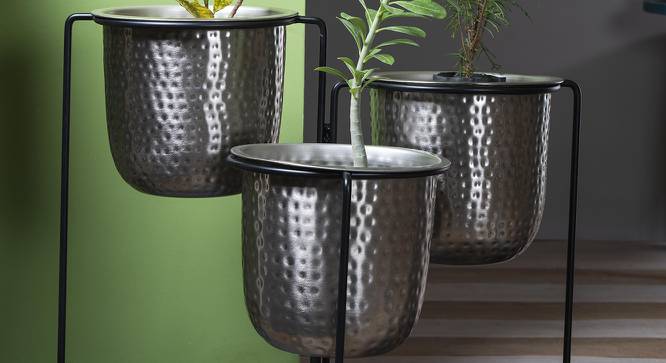 U-Krisha Three In One Gunmetal & Black Planter (Multicolor) by Urban Ladder - Design 1 Side View - 746932